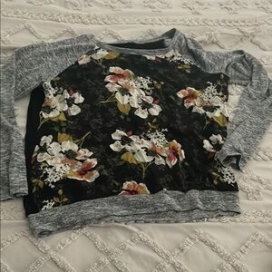 Kohl's Floral Print Blouse - Gray and Black